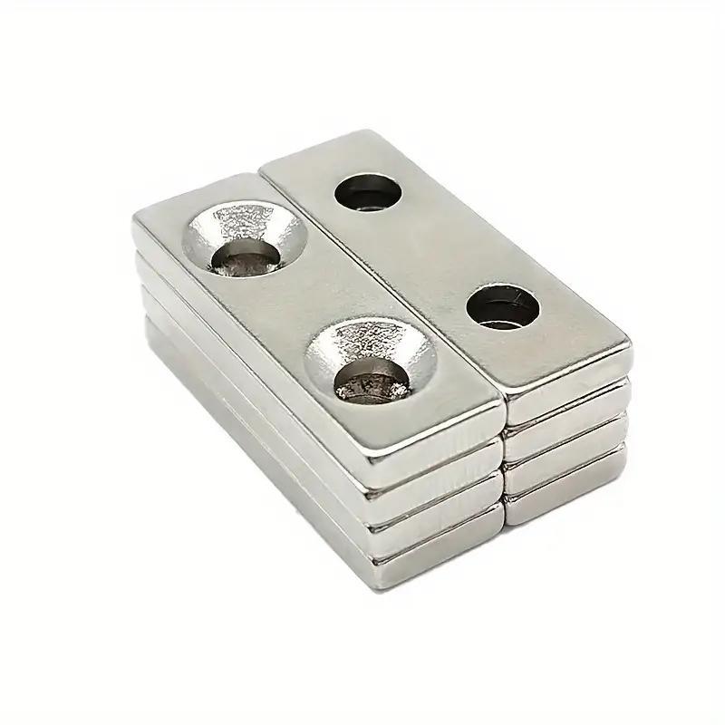 Strong Neodymium Square Magnets, Double Hole Design Magnets, Durable Multi-Application Magnetic Tool for Door, Window, Cabinet, Hardware