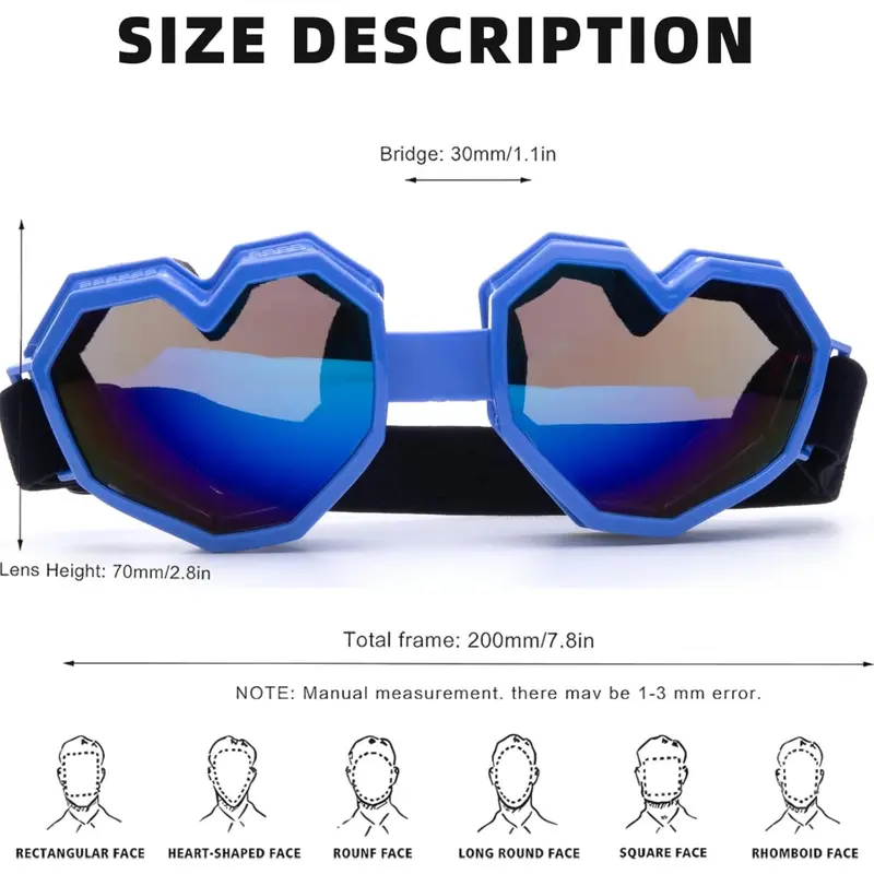 ?Women Blue Heart Shaped Sunglasses Fashion Ski Goggles Oversize Love Glasses 710zsb+xlML._AC_SX466_.jpg main image 3