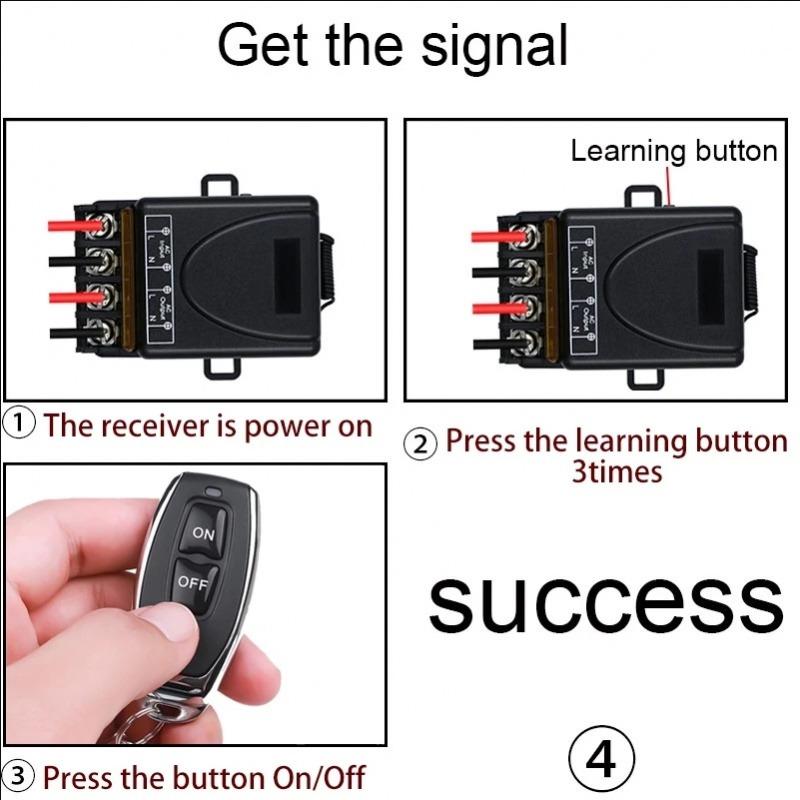 433mhz Universal Wireless Remote Switch, 220v Single Channel Relay Receiver with 2 Transmitters, Garage Door, Electric Curtains, Lighting