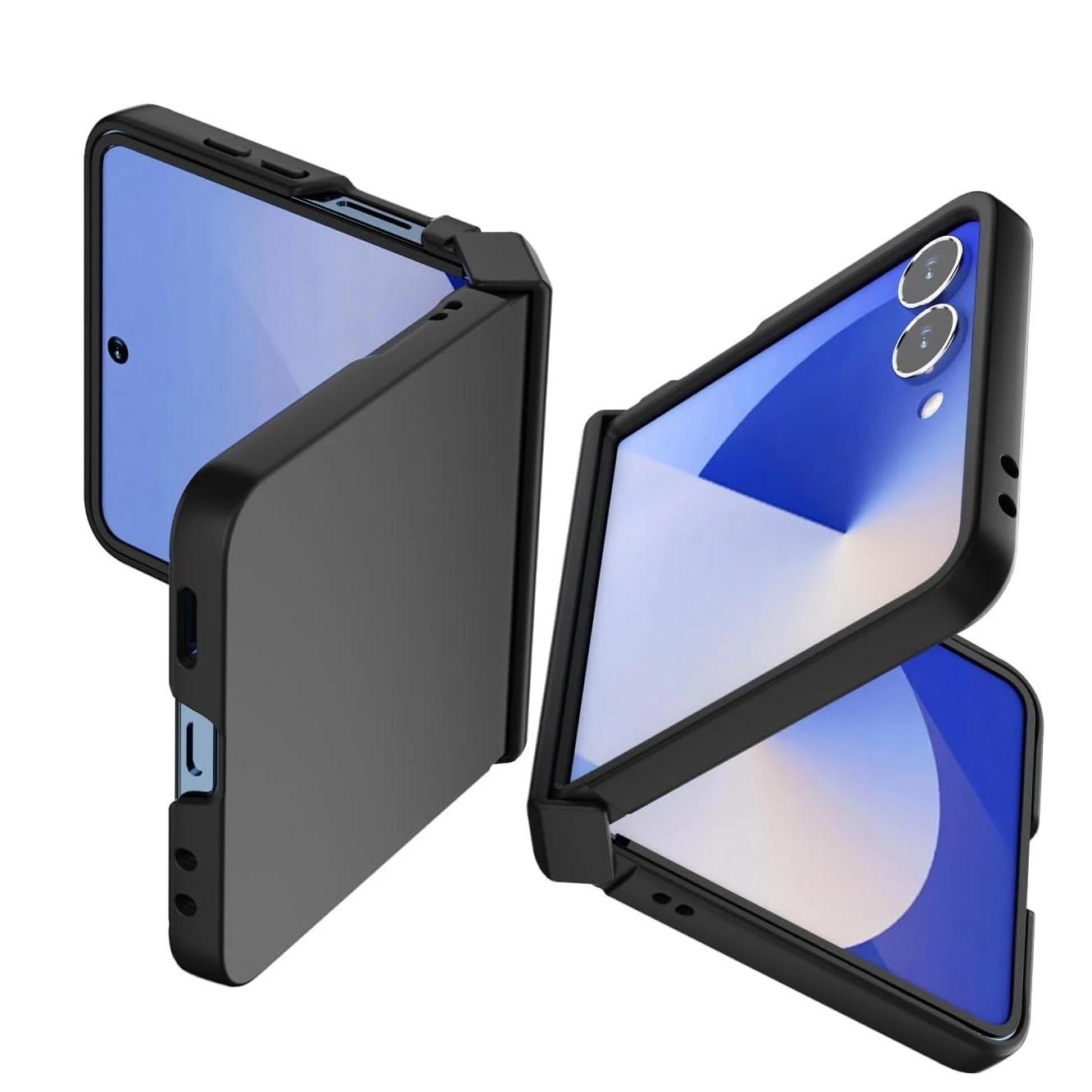 Fin Hinge Protective Solid Color Shockproof Folding Phone Case For Samsung Z Flip 7 6 5 4 3 ZFlip7 Flip6 Flip5 5G Hard PC Slim Cover