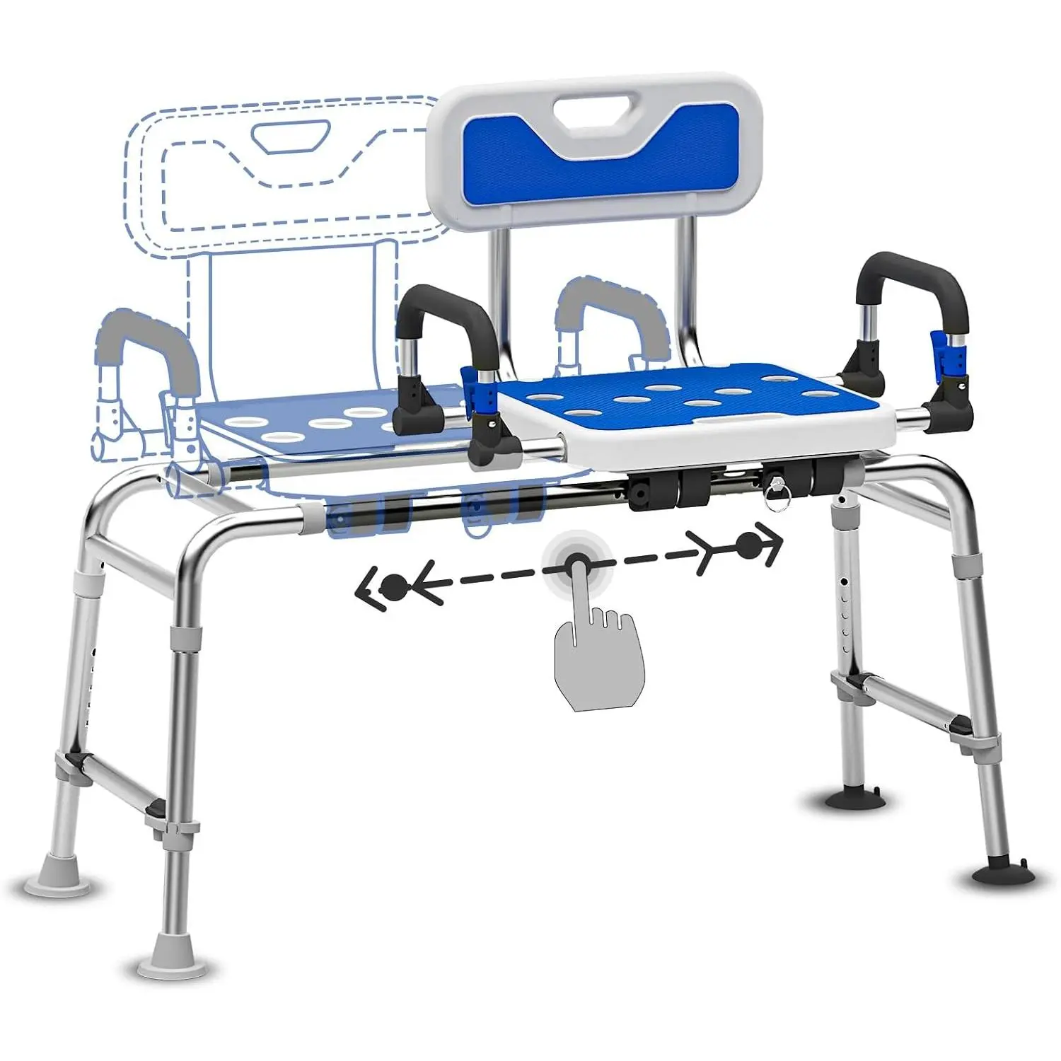 Sliding Shower Chair with Arms and , 500lbs Tub Transfer Benches with Non Slip   and Suction Cups Adjustable Height Bath Seats for Seniros   or Bariatric Adults