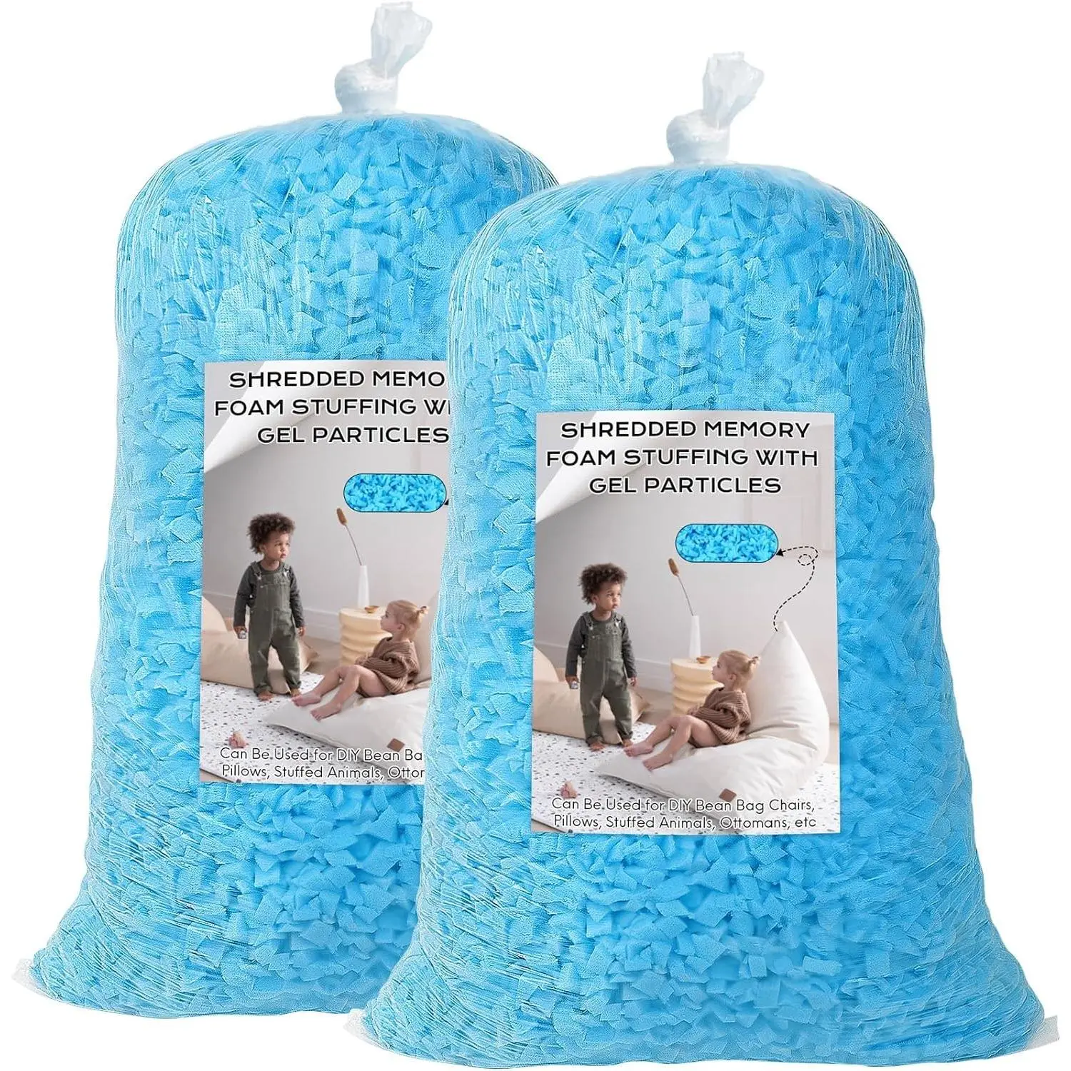 Bean Bag Filler 10lbs Shredded Memory Foam Filling, Bean Bag Chair Refill, Stuffing for Stuffed Animals, Couch, Dog Bed, Coop