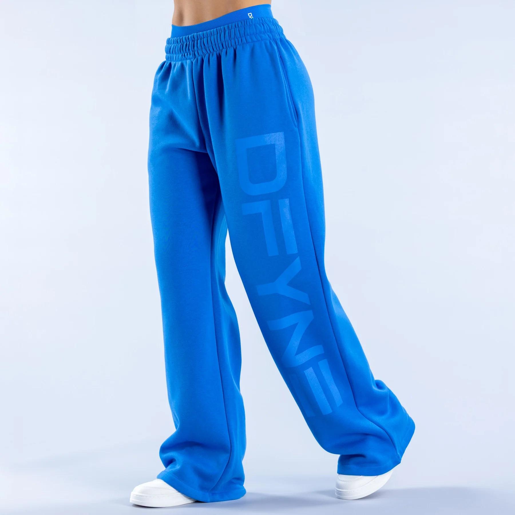 DFYNE Wide Leg Joggers - Comfy High Waisted Oversized Sweatpants, Streetwear Lounge Fit with Internal Drawcords & Side Pockets split shorts running