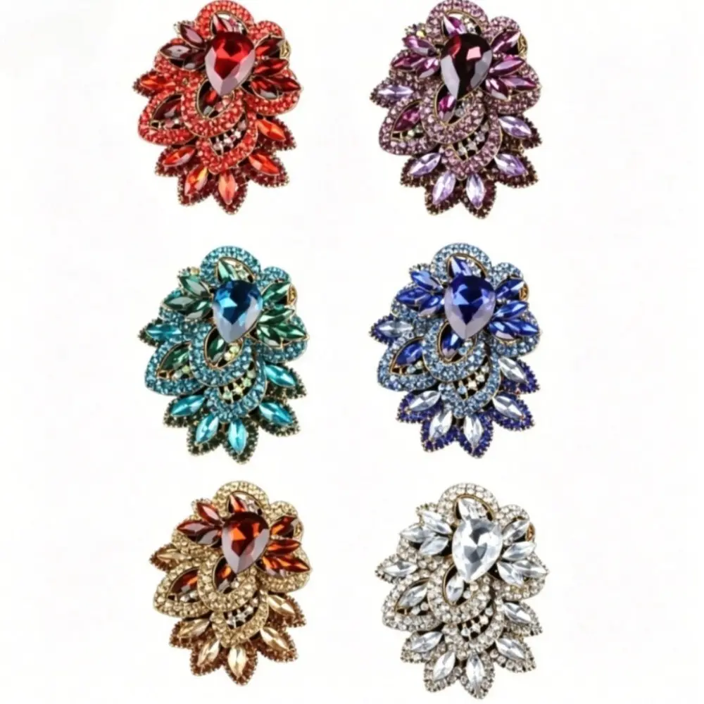 6 Colors Luxurious Large Diamond-encrusted Brooch  Dazzling Exquisite Decorative Brooch Women's Men's Coat Brooch Gift