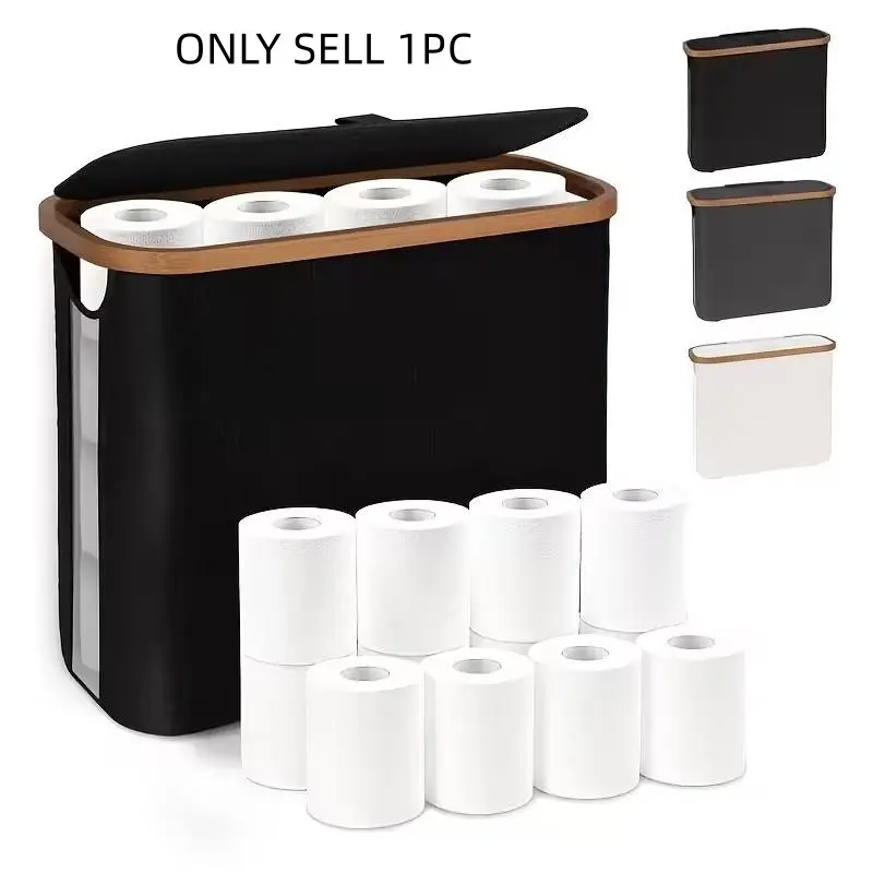 Large Bathroom Storage Basket with Non-Slip Pads, Multi-Functional Organizer for Toiletries, Towels, Clothes, Holds 12 Rolls of Toilet Paper