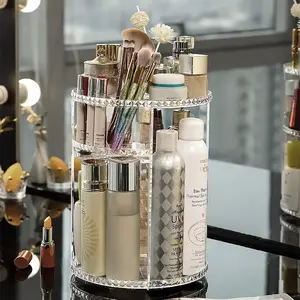 Rotatable Makeup Organizer Rack, Universal Cosmetic Storage Shelf, Multi Layer Storage, Drilled Design, Space-Saving Bathroom Accessory, Cosmetics Organizer