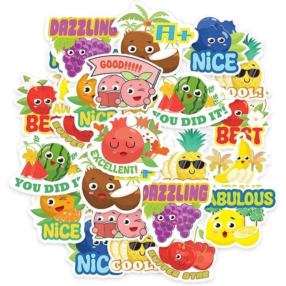 120PCS Large Scratch and Sniff Scented Fruit Stickers for Teens - Motivational Reward Decals with Positive Words for Students & Teachers, School Supplies, 12 Designs