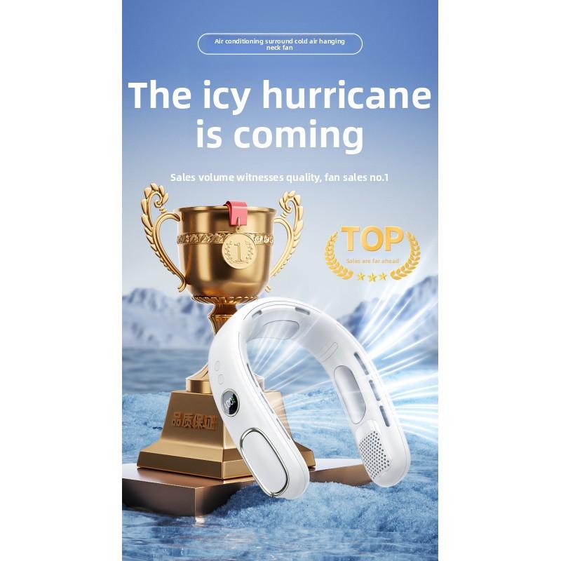 Portable hands-free neck fan with advanced semiconductor cooling technology. Features ice compress function and bladeless design for safe, comfortable cooling. USB rechargeable, lightweight and perfect for outdoor, travel, sports and daily use. Enjoy inst