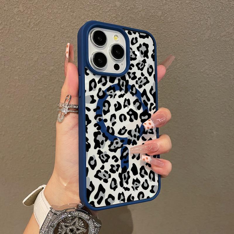 Premium Magnetic Case Suitable for IPhone11/12/13/14/15/16/17promax Black Leopard Print Y2k Cased MagSafe Ready, Anti-Fall,Springtok,and Ultra-Thin Design | Perfect for Everyday Use Screen Protector Aesthetic Resistance Smartphone Shockproof Protection