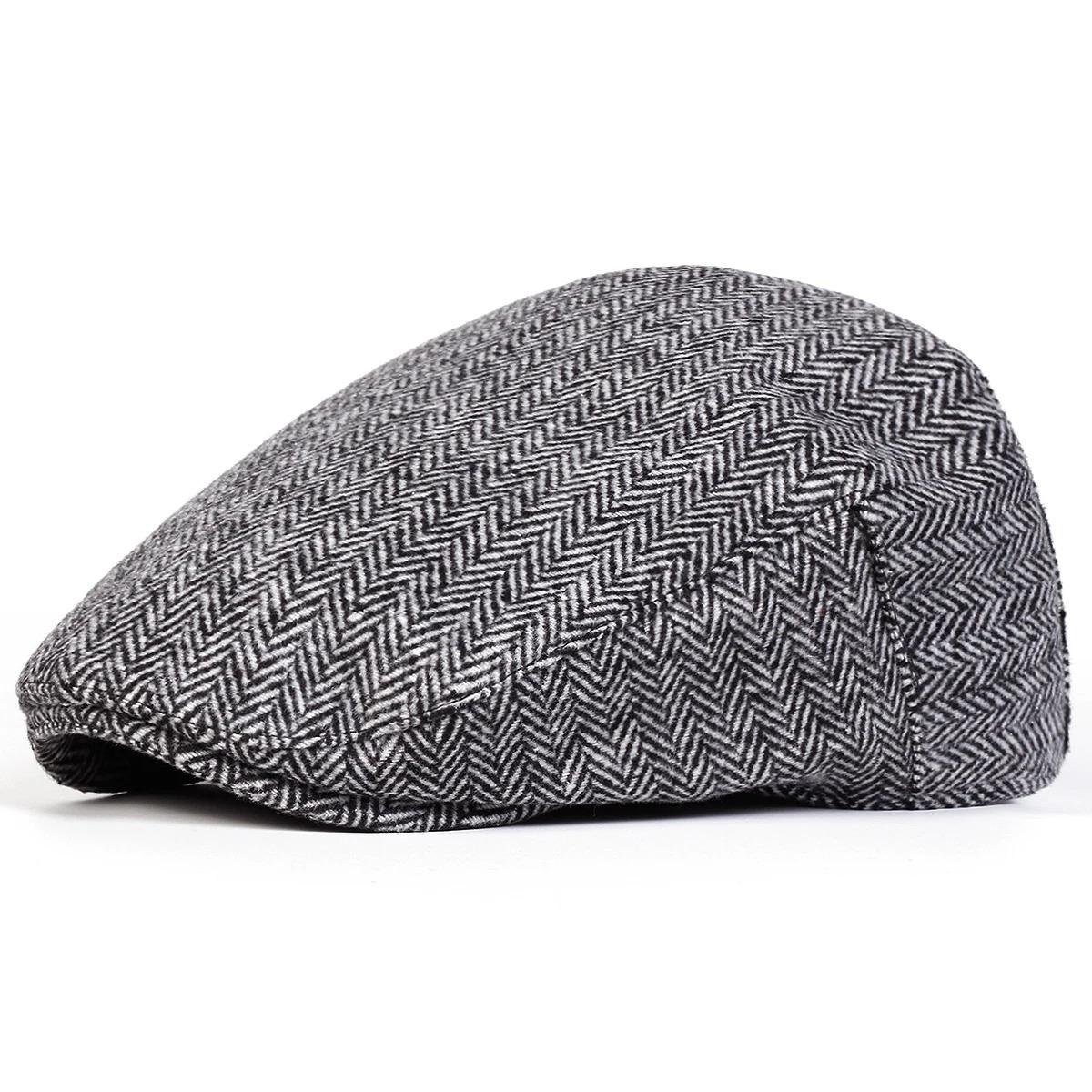 Unisex Furry Herringbone Grid Newsboy Caps British Painters Hats Spring Winter Flat Peaked Cap Hip Hop Berets