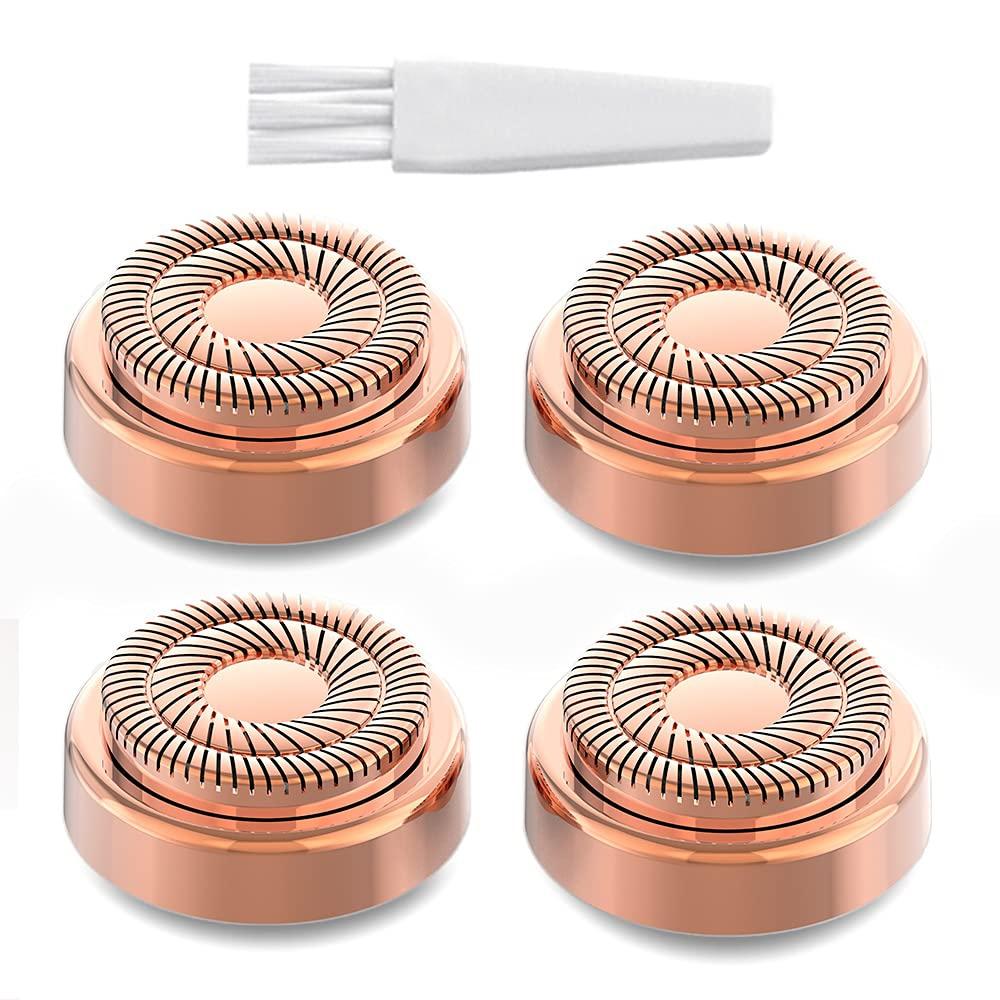 4-Pack Replacement Heads for Flawless Facial Hair Remover Gen 2 – Includes Cleaning Brush – Compatible Refill Blades for Finishing Touch Hair Removal Shaving Products