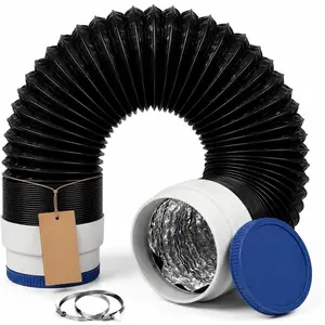 4" x 8FT Flexible Dryer Vent Hose, 6-Layer  Duct w/Rubber Seals & Clamps, Heat-Resistant Exhaust Hose for Tight Spaces,  Dryer Vent Kit (4IN x 8FT)