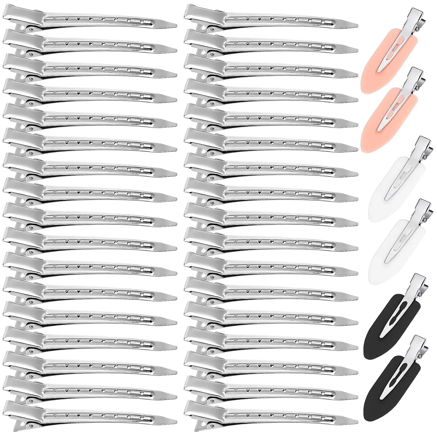 40 count Hair Clips Women Styling,  Metal Hair Clips, Hair Pin  Rollers Clips, 34 count 3.5"Duckbill Sectioning Hair Clips and 6 count 2.3"No Crease Clips