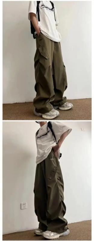 Kyn Apparel  Parachute Cargo Pants Men Hip Hop Wide Leg Trousers Male Quick Drying Hip Hop