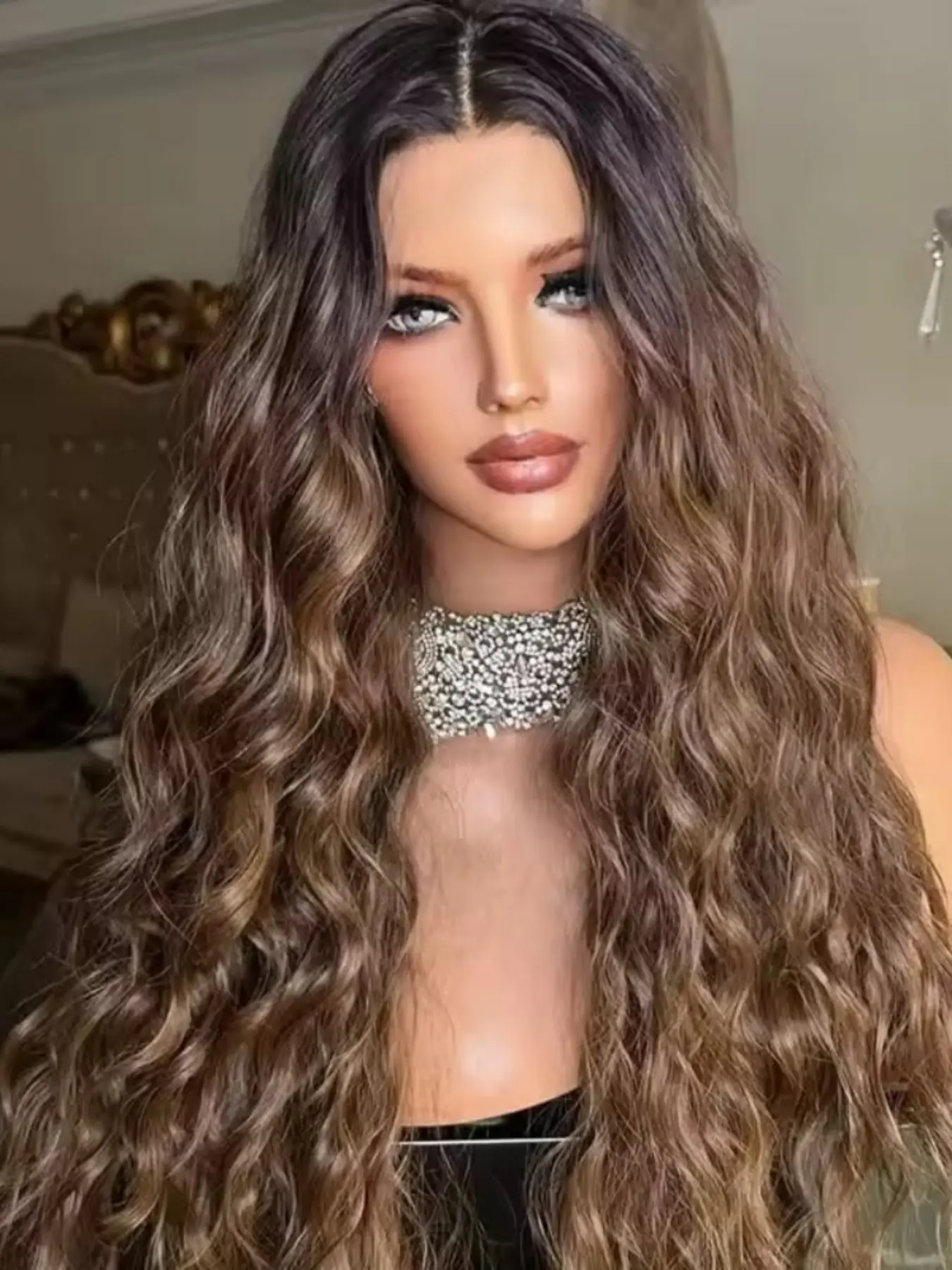 26-Inch Curly Synthetic Lace Front Wig, Natural, High Density 180%, Heat Resistant, All-Season Wear, No Glue Needed