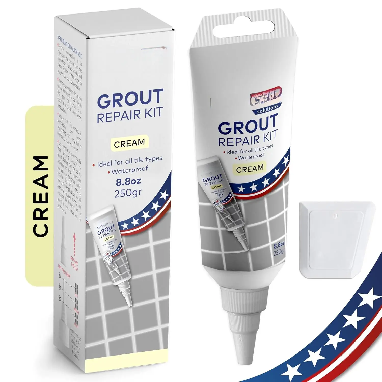 Grout Repair Kit, Cream,  Drying Sealer, 8.8 oz | Tile Filler; Restore & Renew