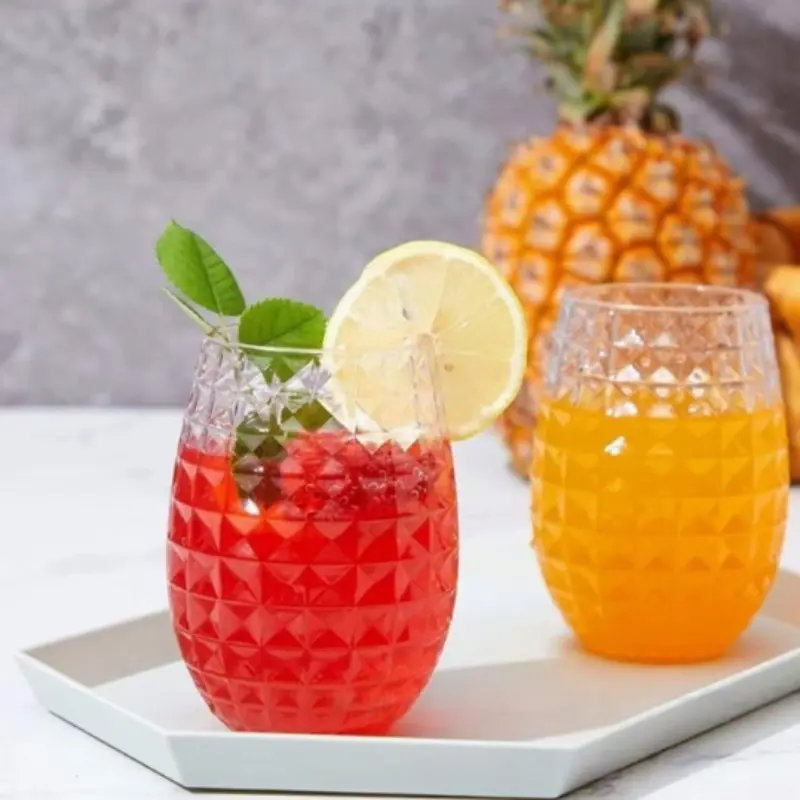 12-Pack Lightweight Shatter-Resistant Stemless Wine Glasses, Geometric Diamond Texture, Reusable 16oz Wine Cups, Party Gifts, Modern Design