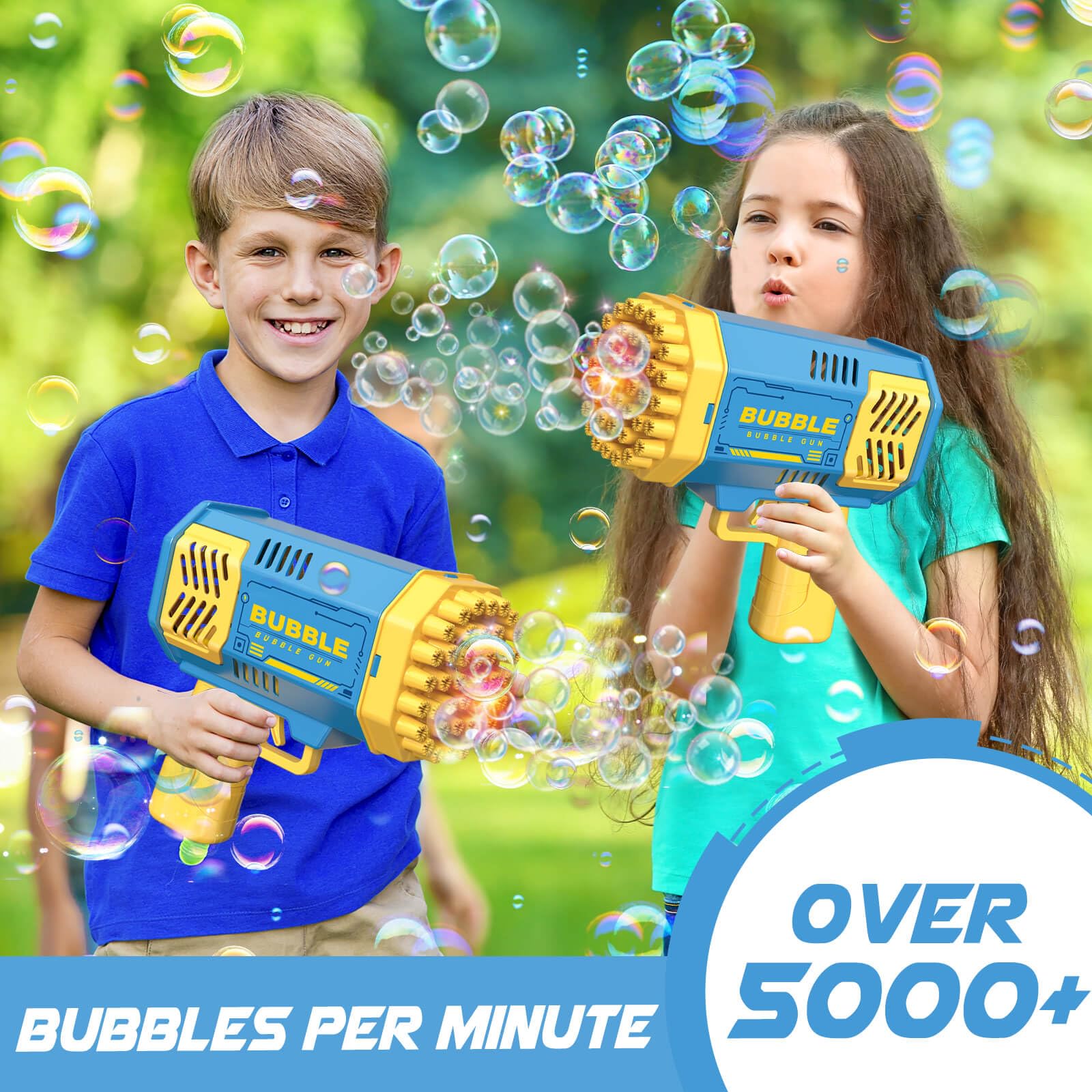 Bubble Gun Toy 2 Pack, Bubble Blaster for Kids Boys Girls, Summer Outdoor Toy, Ideal for Birthday Wedding Event Gifts, Suitable for Outdoor Play