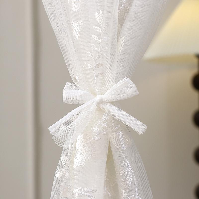 No Drill Sheer Door Curtain, Beaded Embroidery Privacy Curtain, Mosquito Net for Bedroom, Long Partition Curtain for Home Decor