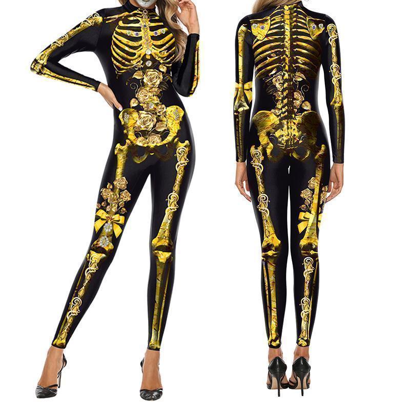 Blue Butterfly Cloak Skeleton Jumpsuit Halloween Cosplay Costume Witch Bodysuit Women Catsuit Funny Carnival Performance Outfit