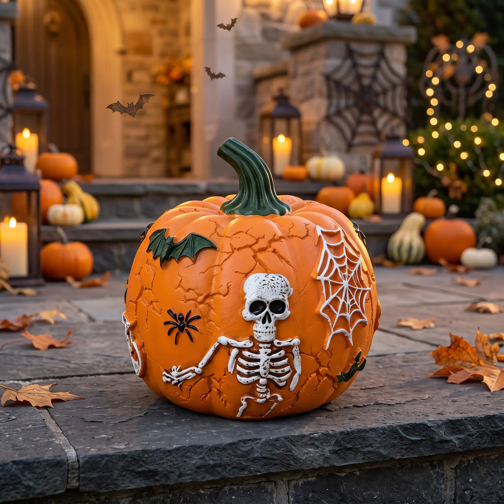Pumpkin Lantern Tabletop Decor, Mini Pumpkin Ornament, Halloween Party Decor, Spooky Holiday Table Decoration, Halloween Gift-YY1