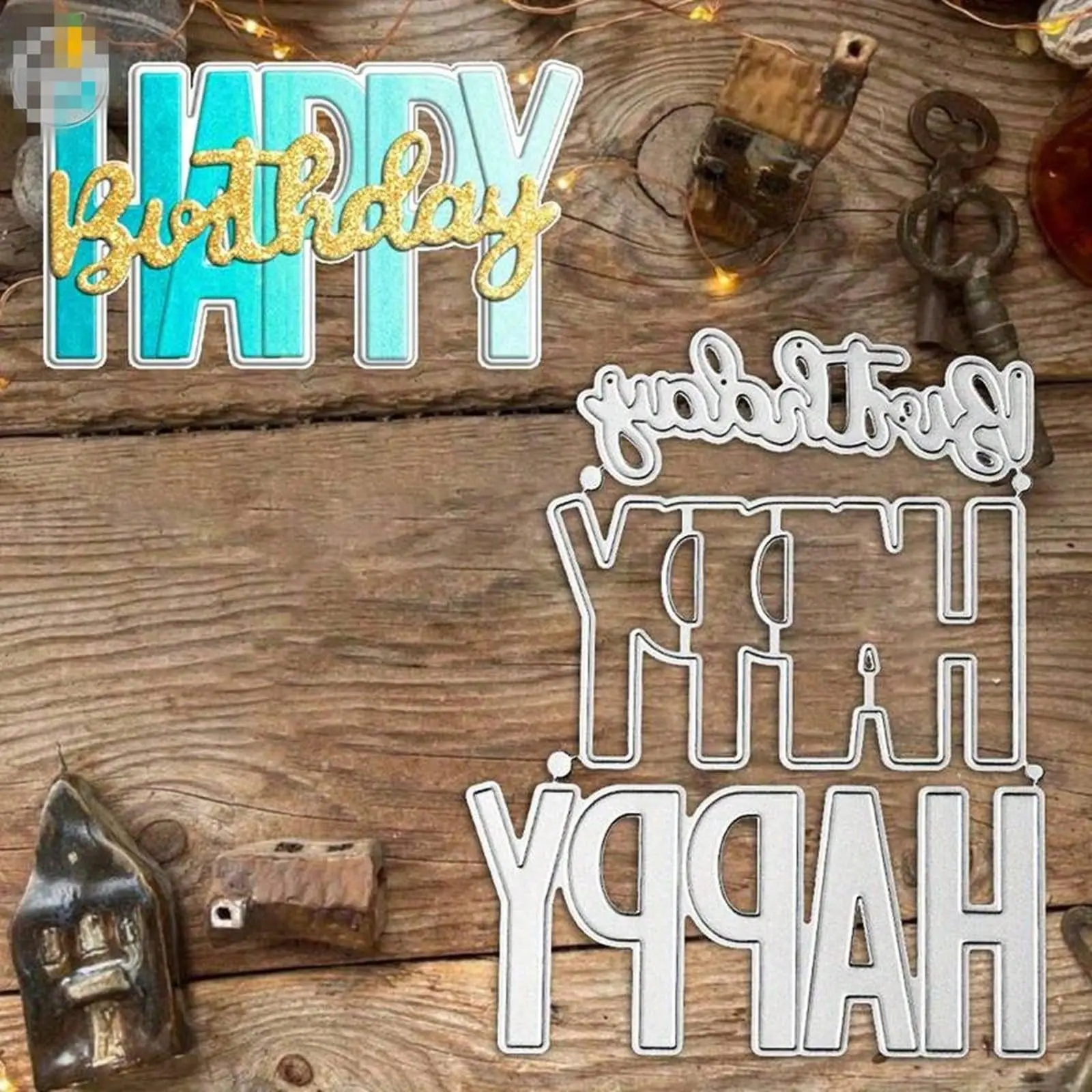 1Pc Happy Birthday Letter Metal Die Cuts,Big Words Happy Birthday Frame Background Wedding Cutting Dies Cut Stencils for DIY Photo Decorative Embossing Paper Dies for Scrapbooking Card Making
