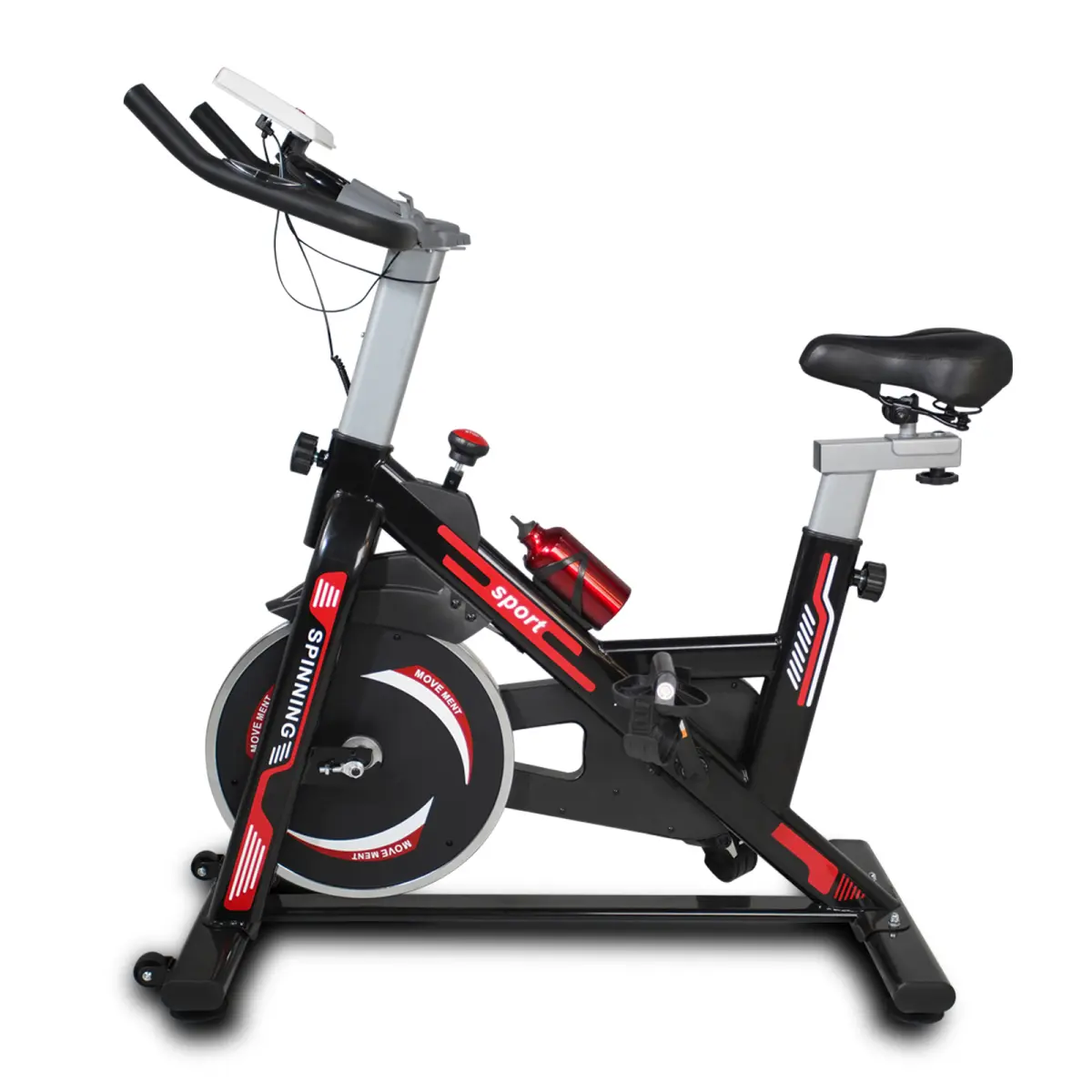 Heavy-Duty Steel Frame Indoor Exercise Bike with Quiet Belt Drive, Fully Adjustable Seat, LCD Display, and Tablet Holder for Home Cardio Fitness, Adjustable Fit, Resistance Control
