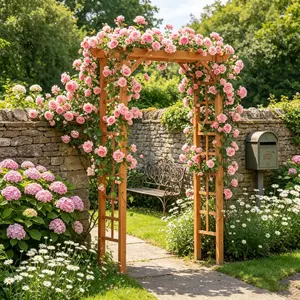 85 Inch Fir Wood Garden Arbor Outdoor Pergola Arch for Climbing Plants Wedding Ceremony Garden Pathway and Outdoor Decorations