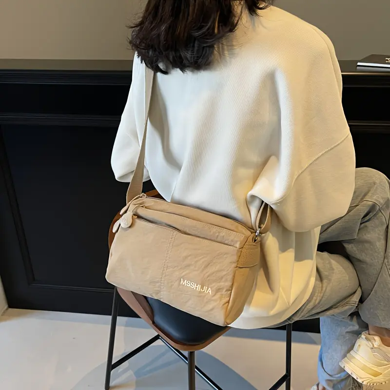 Women's Original Large Capacity Lightweight Nylon Crossbody Bag - Small Diagonal Shoulder Purse with Zipper Closure, Handbag Suitable for, Travel, Everyday Use - /, Nylon Exterior &