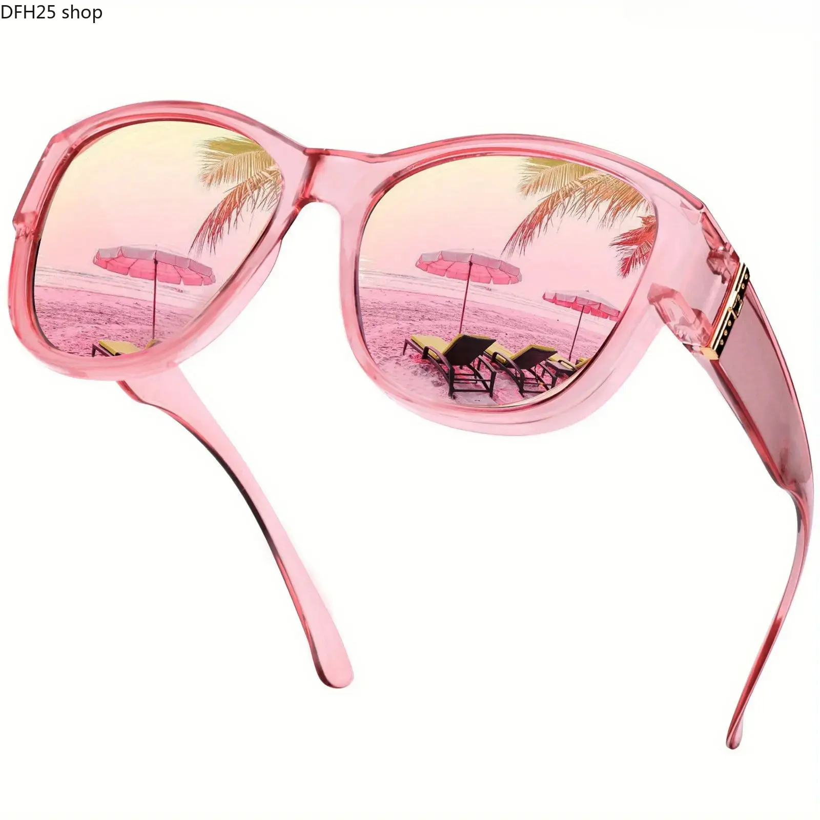 Round Polarized Fit Over Sunglasses for Prescription Glasses, UV400 Anti Glare Eyewear for Driving Fishing Travel and Outdoor Activities