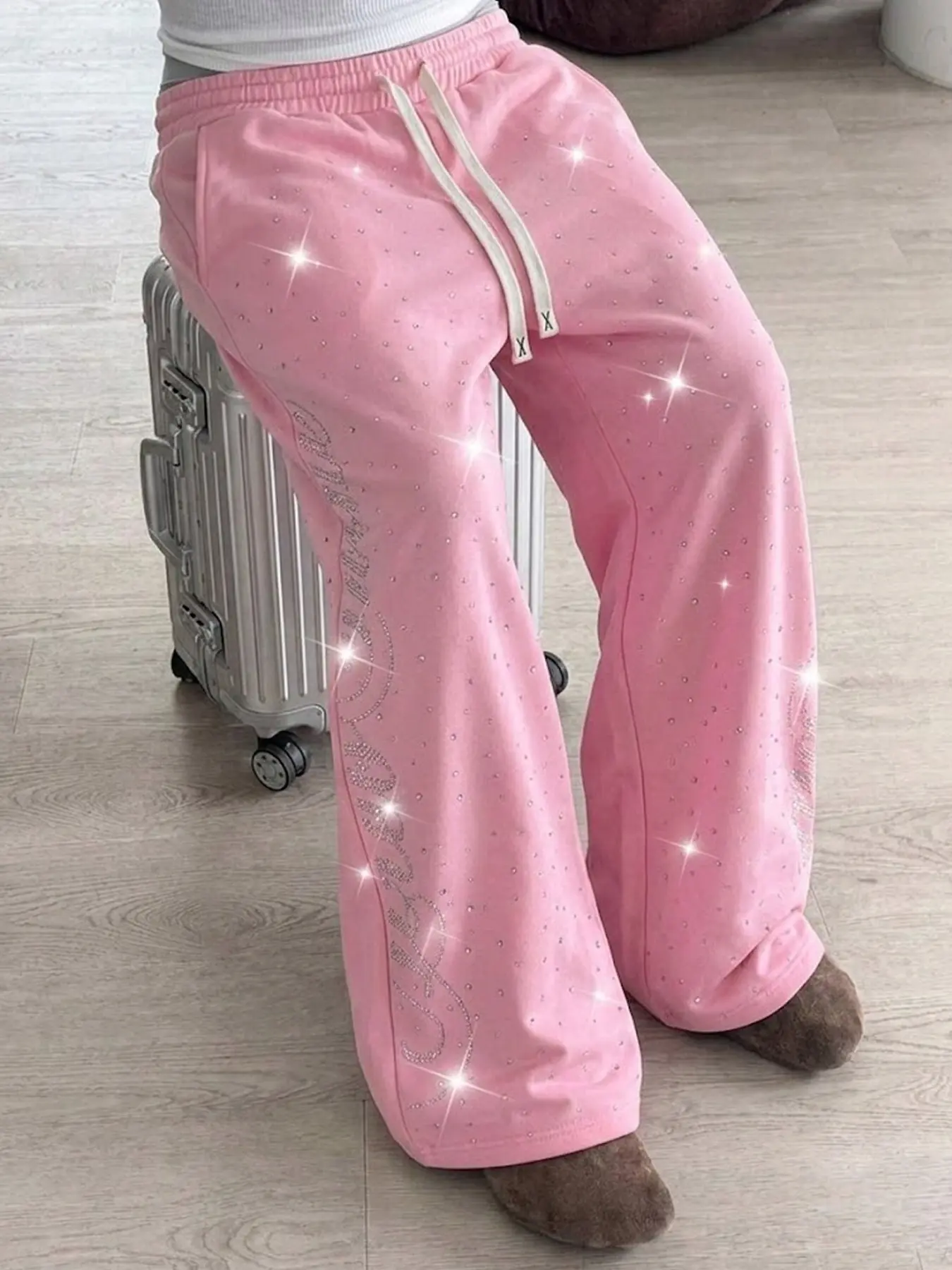 Men's Casual Sports Pants, Sweatpants with Rhinestone Design, Travel, Picnic, Party, Commute, Student, College Style, Fashionable, Trendy, Streetwear