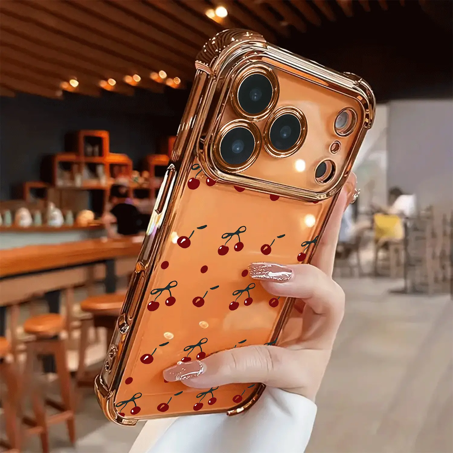 A cute cherry pattern Shockproof Phone cases Case Compatible with iPhone 17 Air 16 15 14 13 12 11 Pro Max Plus xs max Featuring Strengthened Four Corners Soft Back for Drop Protection 2D printing Gift