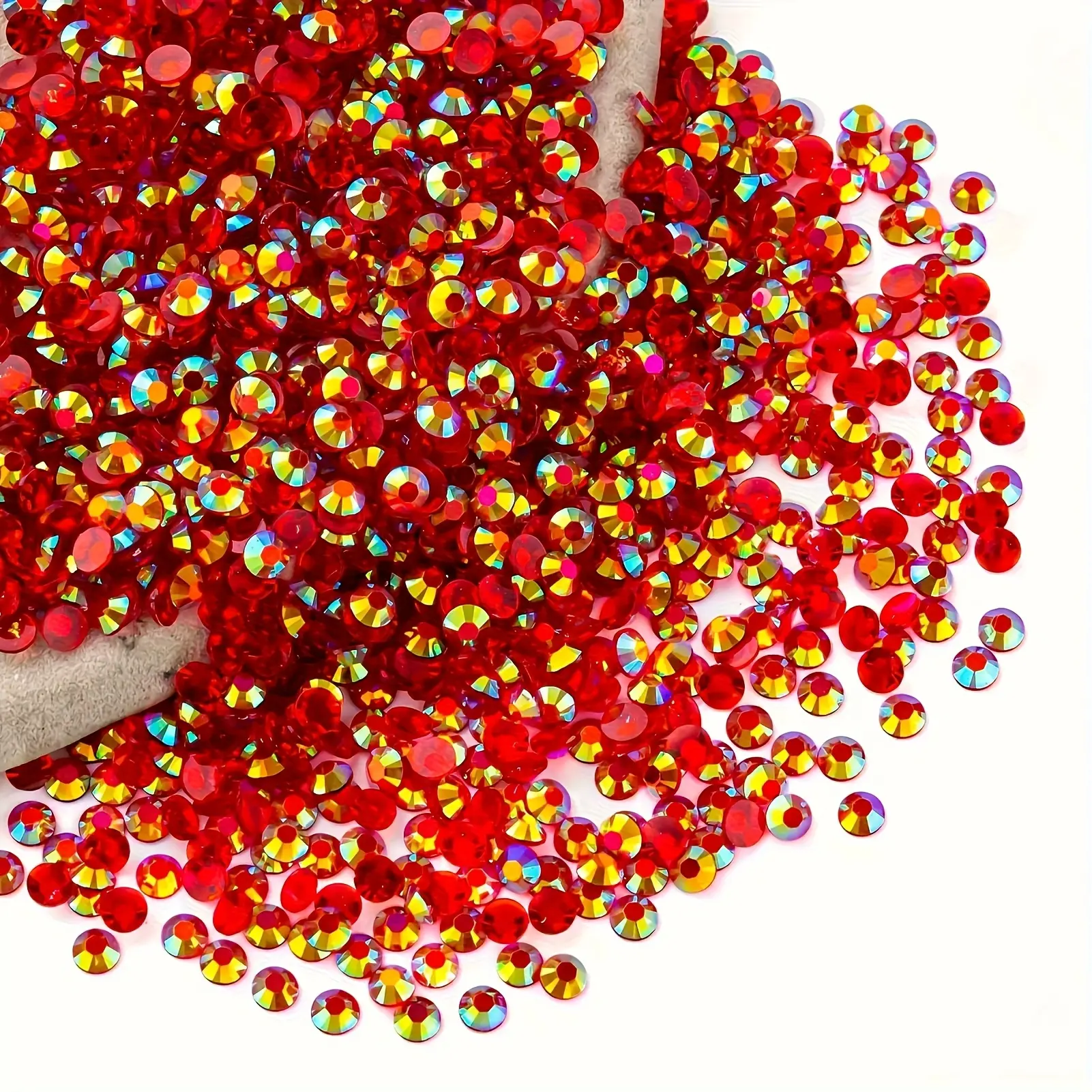 5mm Red AB Flat-Back Jelly Resin Rhinestones, No-Iron Sequins Beads for DIY Jewelry Making, DIY Nail Art, Face, Shoes, Garment and Bag Decoration Accessories - Fragrance-Free