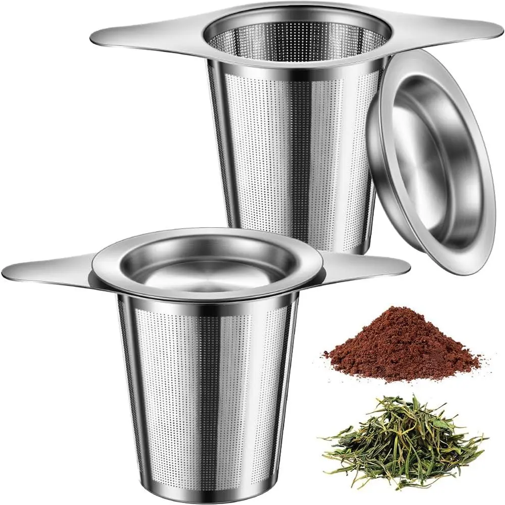 2Pack Tea Infuser for Loose Leaf Tea, 18/8 Stainless Steel Loose Leaf Tea Steeper with Drip Tray, Extra Fine Mesh Tea Strainer Diffuser tea accessories