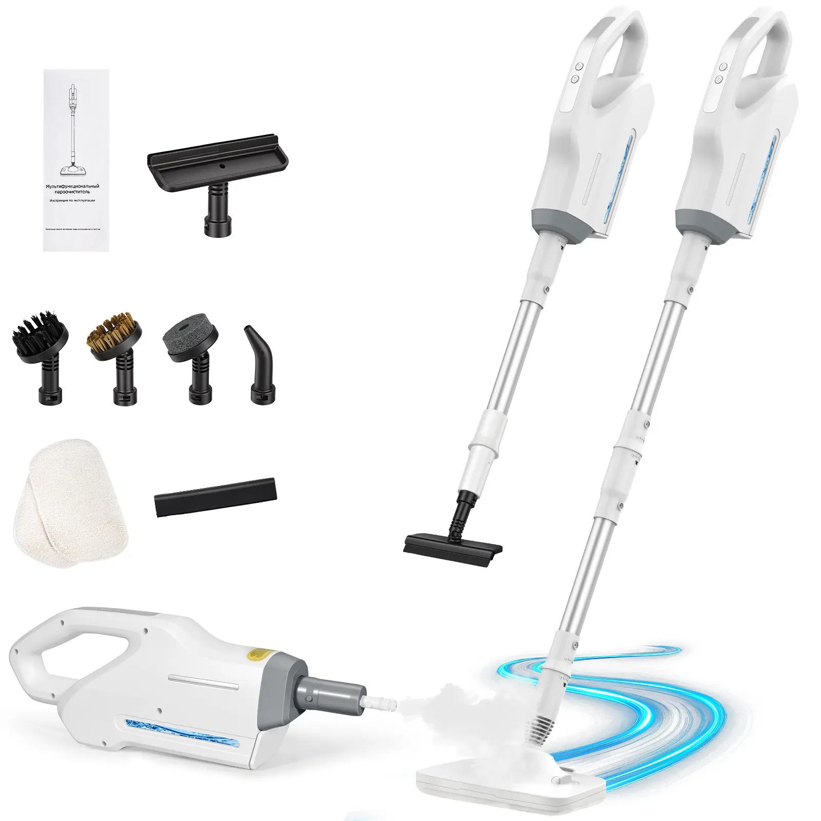 10-in-1 Steam Mop, Detachable Handheld Steam Cleaner for Multi-Surface | 500ml Tank,10s Heat-Up,230°F Steam Cleaner,2-Level Control,Swivel Head for Carpet,Floor,Tiles,BBQ grill,Car Accessories