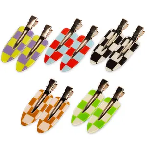 Home Supplies Magicsky 10PCS No Bend Hair Clips, Acrylic Flat Styling No Crease Pins, Bang Seamless Duckbill, Barrettes for Makeup, Hairstyle Tool for Women Girls- Checkerboard Checker White Black