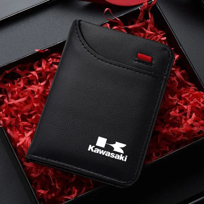 PU Leather Motorcycle Document Bag, ID Passport Card Wallet, Large Capacity Pouch for Kawasaki Ninja 500, 650, 1100sx, Z650, Rs Z 650