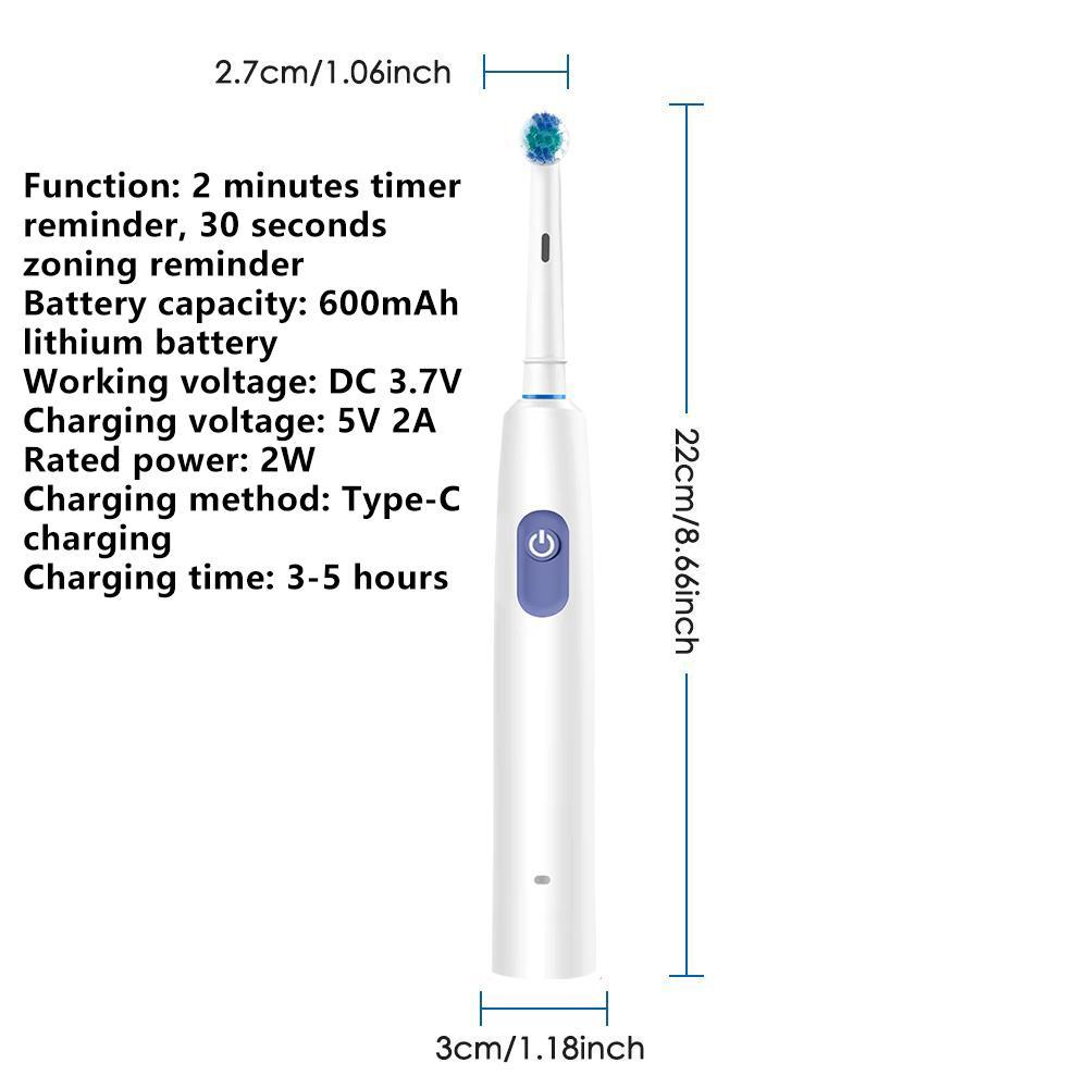 Electric Toothbrush Set with Replacement Brush Heads, Rotatable Toothbrush with 5 Modes, Oral Care Teeth Cleaning Toothbrush