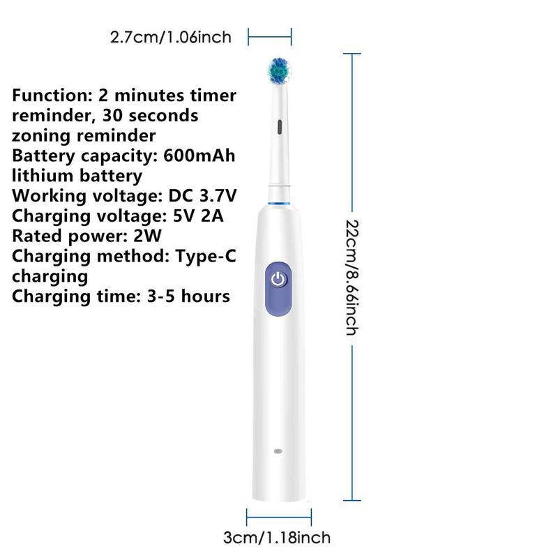 Electric Toothbrush Set with Replacement Brush Heads, Rotatable Toothbrush with 5 Modes, Oral Care Teeth Cleaning Toothbrush