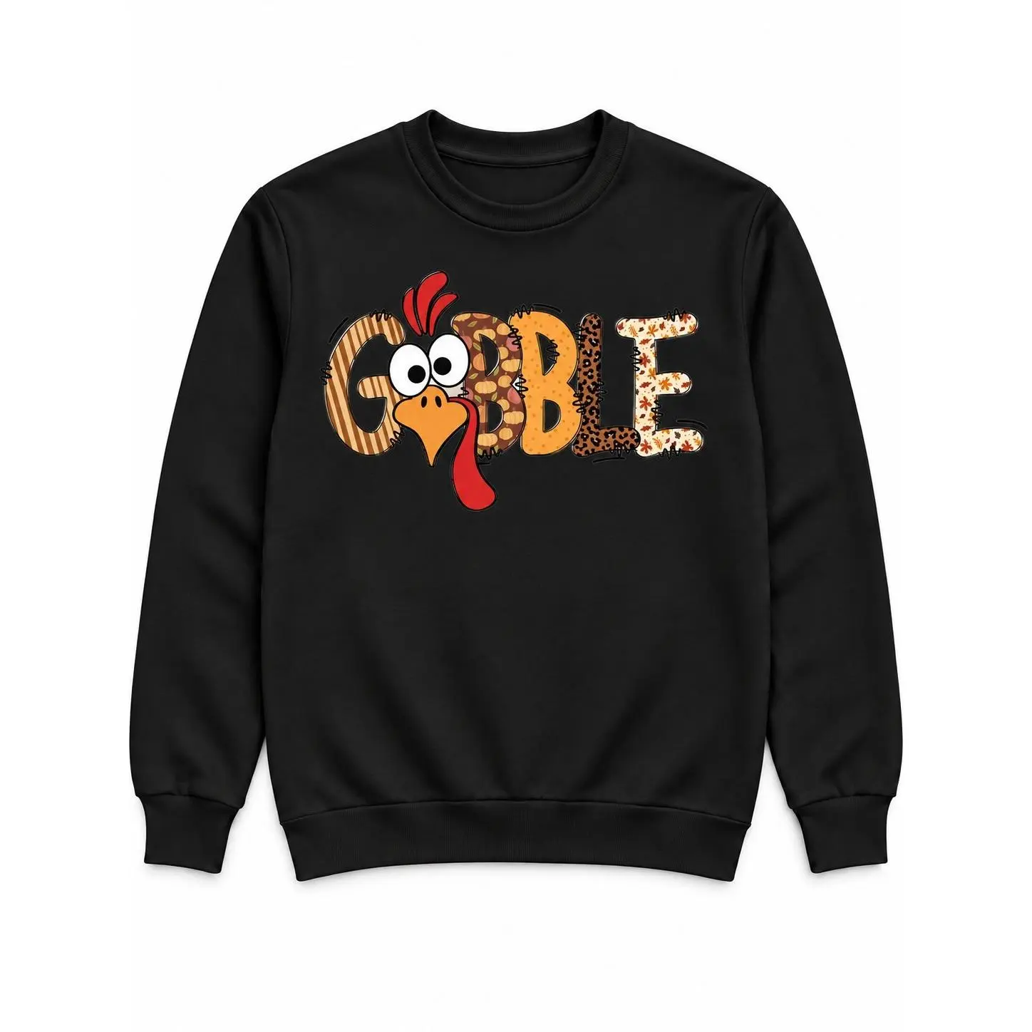 Gobble Turkey Thanksgiving Graphic T-Shirt or Crewneck Sweatshirt, Cute Fall Turkey Typography, Unisex Holiday Dinner Shirt