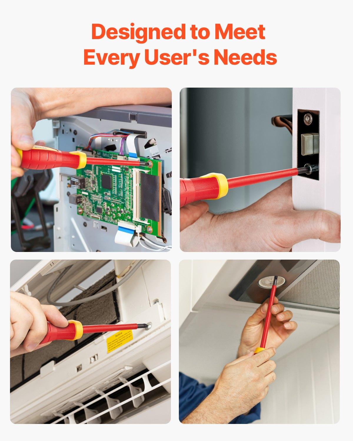 VEVOR Insulated Screwdriver Set, 11-Piece Professional Electrical Screwdriver Set, 1000V Insulated Electrician Tool Set, with Magnetic Phillips Slotted Pozi Tips, Voltage Tester, for Electricians