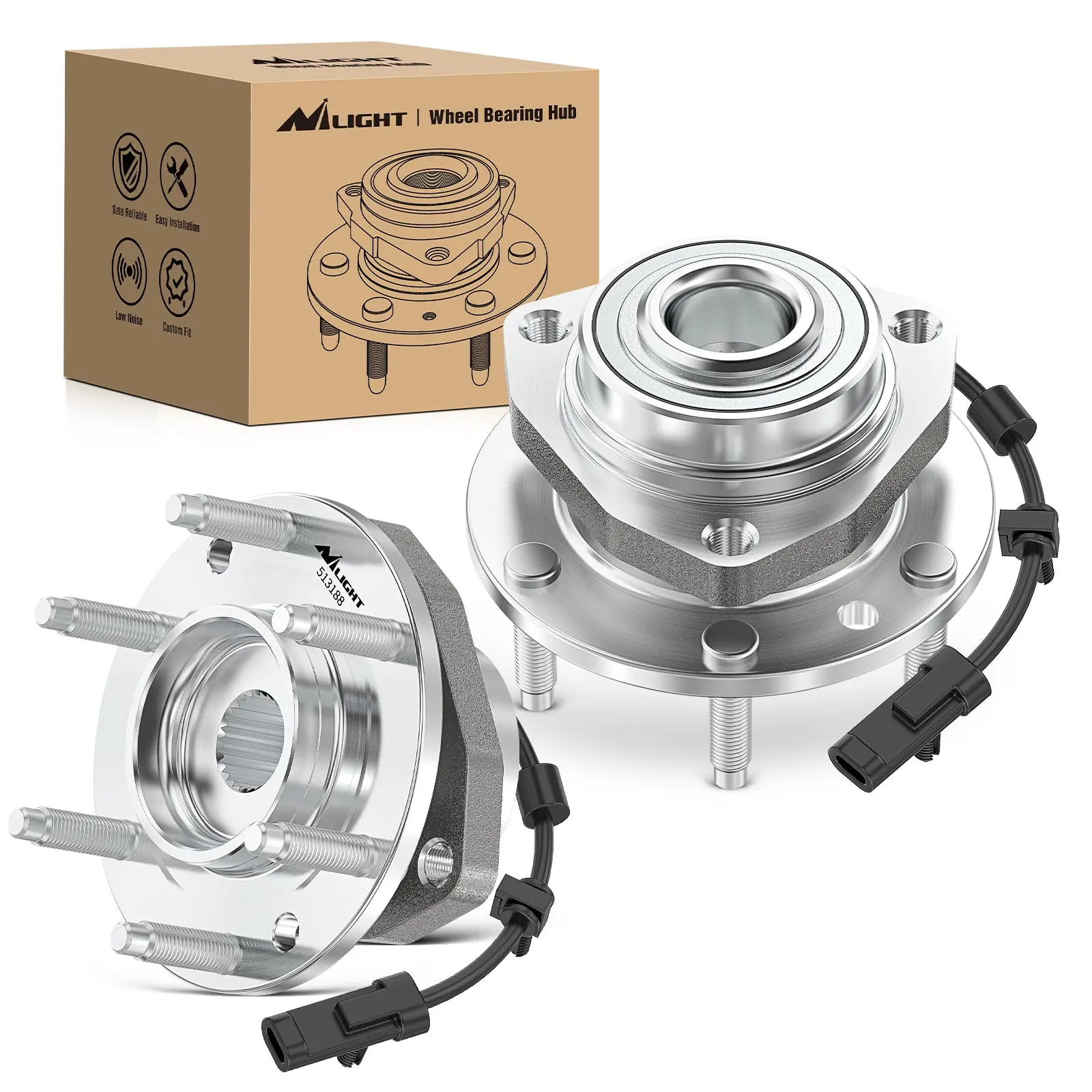 Nilight Front Wheel Hub and Bearing Assembly for Silverado Sierra Suburban 1500 HD 2500 HD 3500 2002 2003 2004, Chevy Avalanche 2005-2006, GMC Yukon XL 2500, Hummer H2 2003-2007,4WD OEM 515058, Speed Sensor, Avalanche 2500 2004-2006