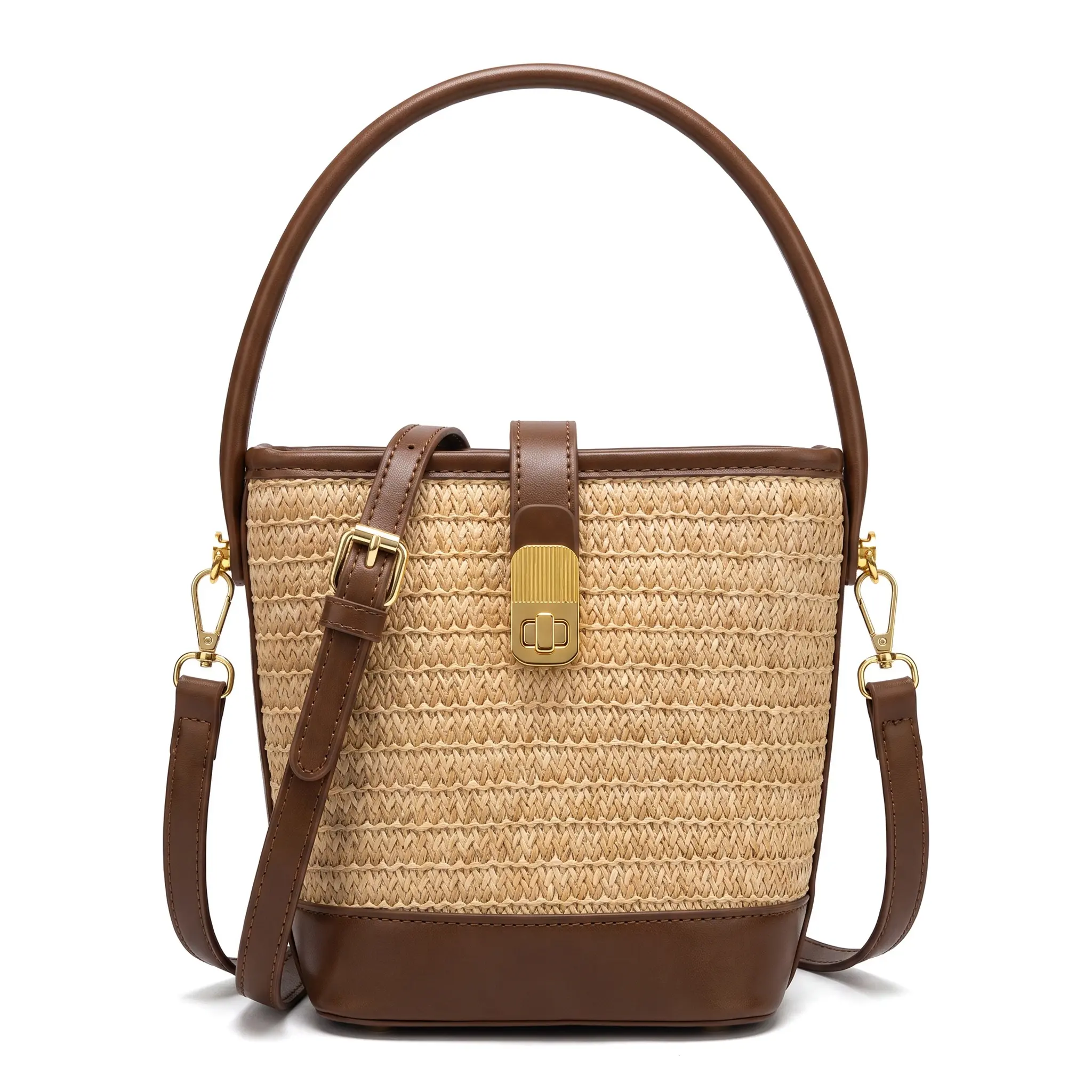 Everyday Essential Bucket Bag For Women 2025 Handwoven Straw Shoulder Crossbody Casual Chic Small Tote Off White Khaki Brown Urban Minimalist