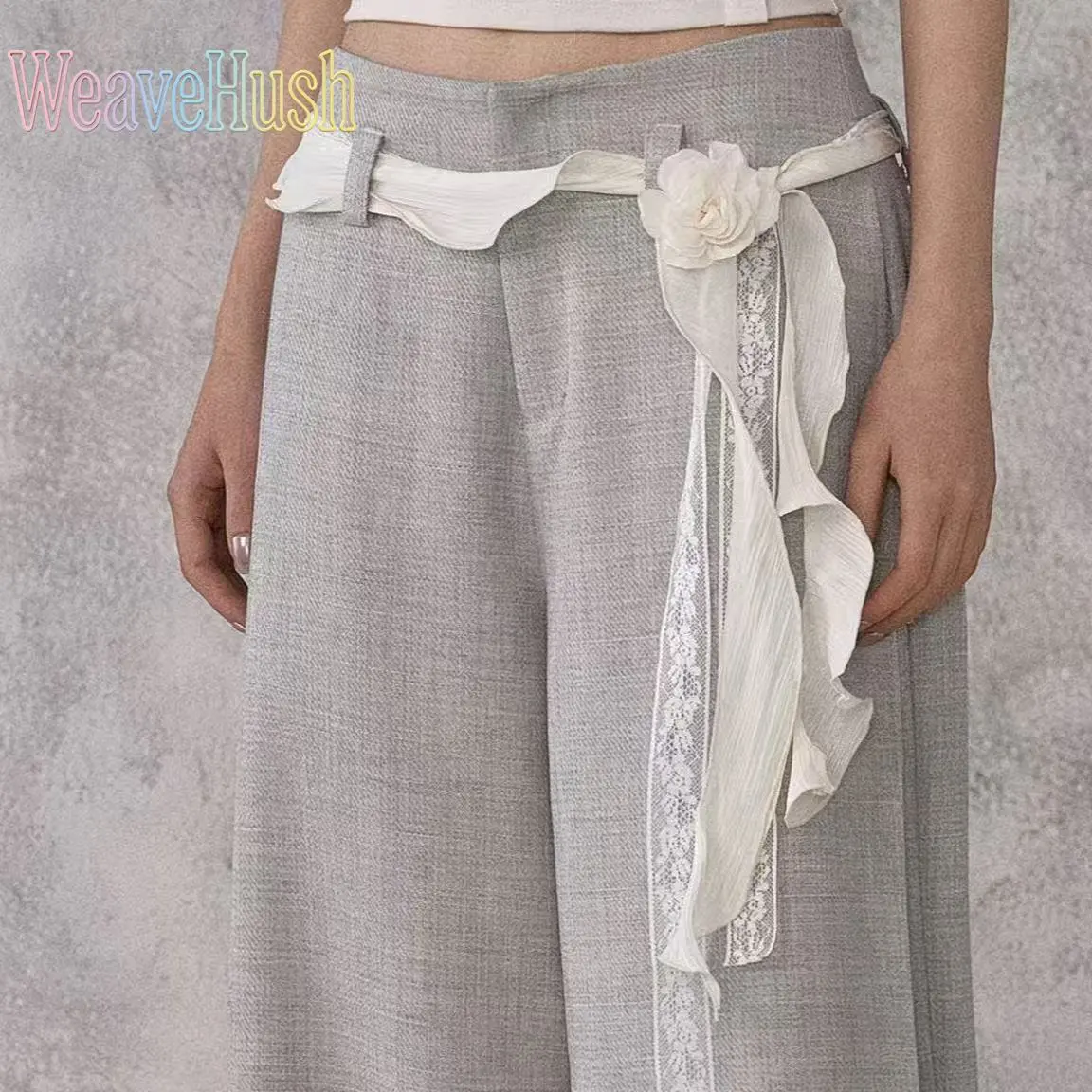 Double-Layer Bag Strap with Soft 3D Floral Embellishments, Long Flower Streamer Belt for DIY Handbag Decoration, Double-Layer Lace, Flower Streamer Lace Belt, Women, Ribbon, Diy Decor, Streamers