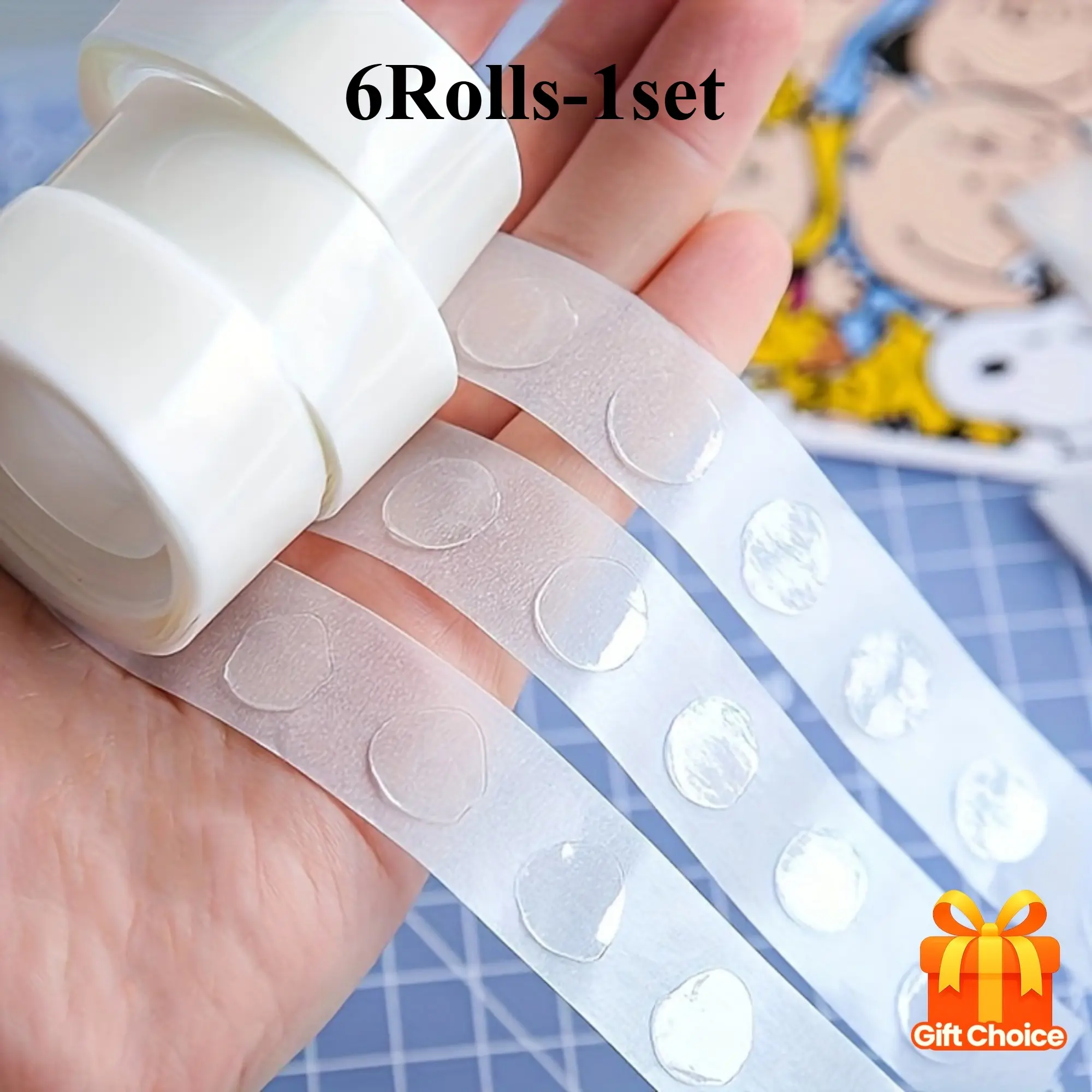 6Rolls-1set Clear Removable Balloon Glue Dots - Double-Sided Adhesive Stickers, Waterproof & No-Residue, for Party Decorations, Wedding, Christmas, Gift Wrapping