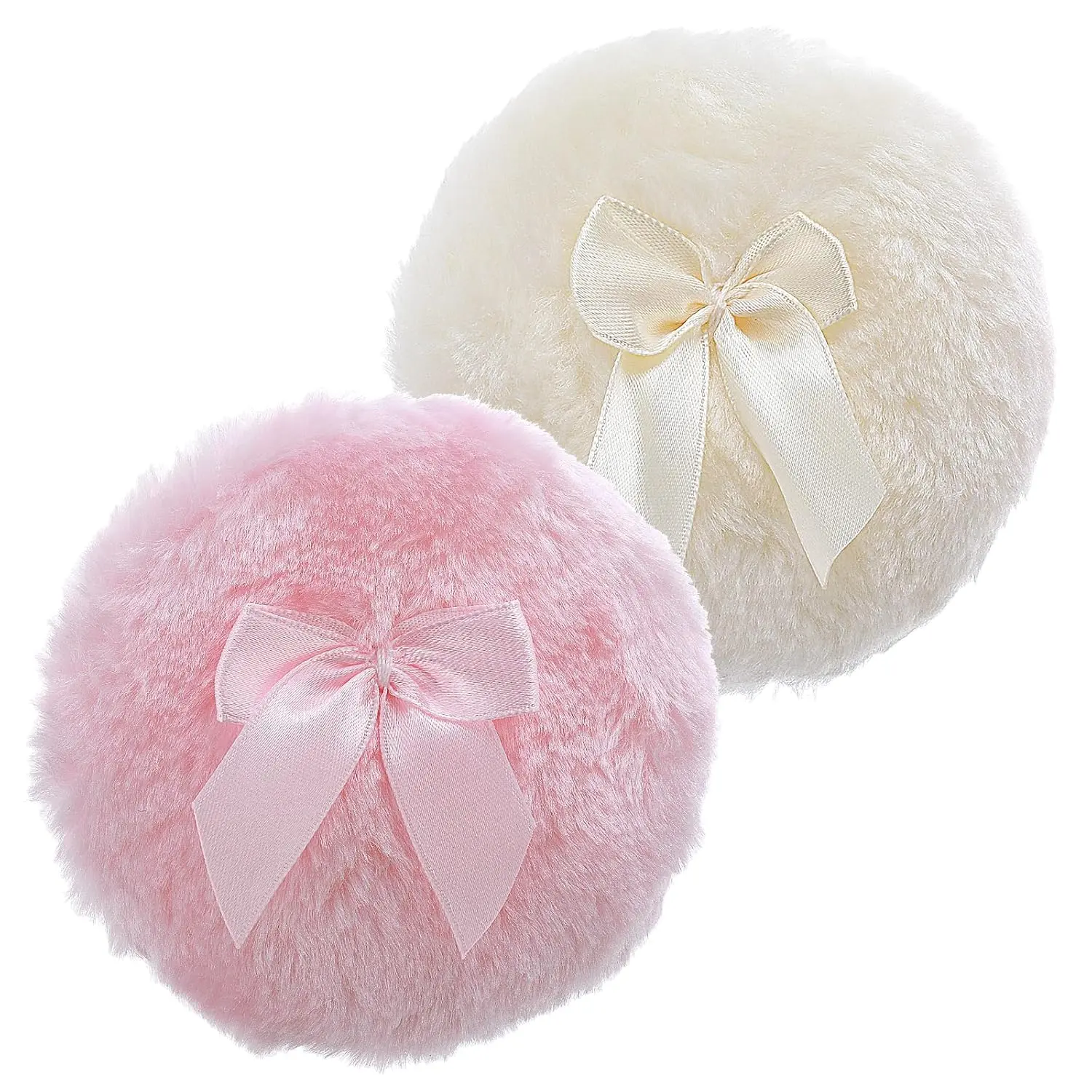 Large Fluffy Powder Puff, 4 Inch Ultra Soft Velour Makeup Puff, Washable Reusable Face & Body Powder Applicator for Loose Powder, Blush & Beauty Routine