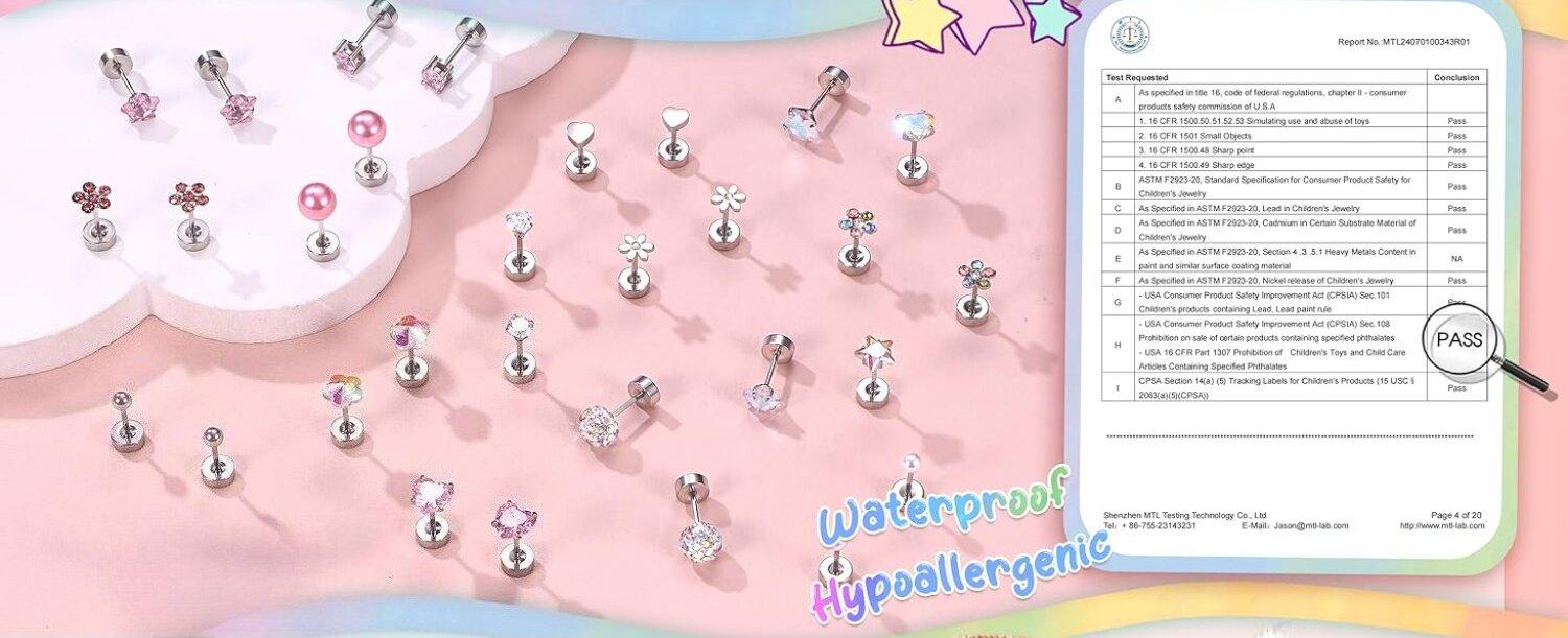 Fashionable Hypoallergenic Earrings for Girls Women Surgical Steel Screwback Earrings for Sensitive Ears Cute Earrings Flat Back Stud Earrings Valentine's Day Fashionable Hypoallergenic Earrings for Girls Women Surgical Steel Screwback Earrings for Sensitive Ears Cute Earrings Flat Back Stud Earrings Valentine's Day