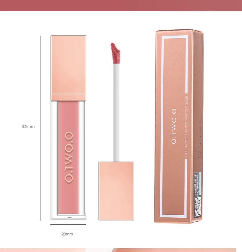 O. tw O.O liquid lipstick lip gloss 12 colors waterproof lightweight long-lasting matte lip stain lip glaze,red cherry 47 lashes,poppi cosmetics lip combo,[in stock] Makeup Smooth