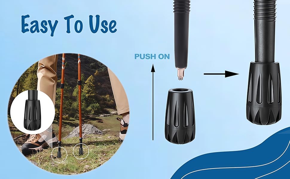 Durable Replacement Trekking Pole Tips, Universal Anti-Slip Walking Stick Tips Caps, Shock Absorbing Hiking Pole Tips Accessories Fits 11mm Standard Poles