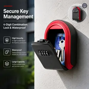 Waterproof Key Lock Box with 4-Digit Combination - Secure Wall-Mounted Key Access Storage for Outdoor & Home Use